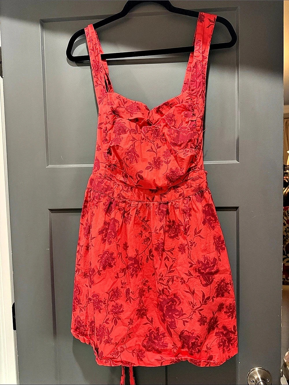 Free People Floral Mini Dress in Red Size Large